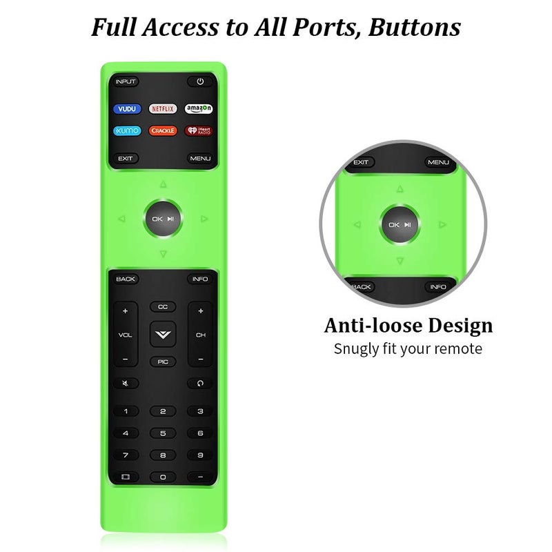 Oyrlize 2 Pack Silicone Protective Case Cover for New XRT136 Vizio Smart LCD LED TV, Shockproof Vizio Remote Replacement Case, Soft Durable Remote Bumper Back Covers - Glowblue+Glowgreen - Image 3